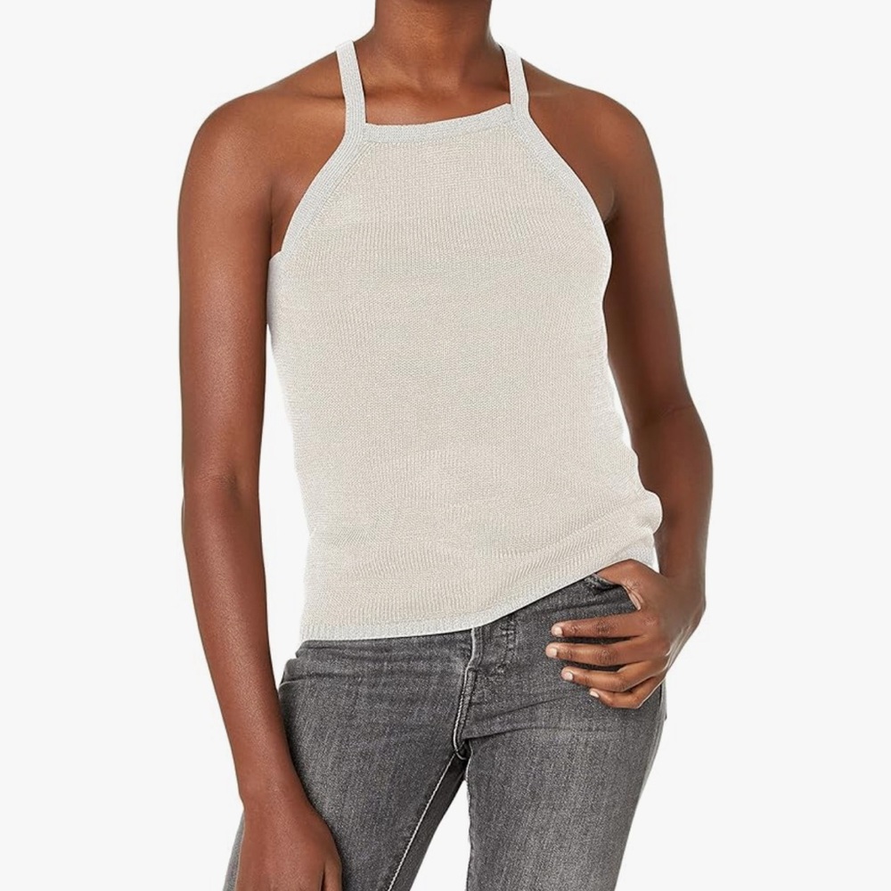 Guess Womens‎ Cora Ivory Metallic T Back Shell Tank Top Sweater